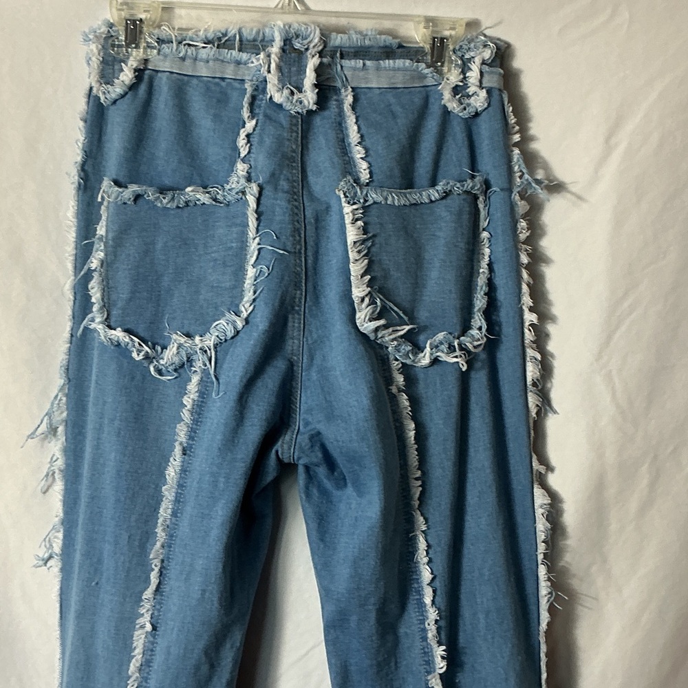 Purple Candy Frayed Denim Flare Jeans - Picture 4 of 8